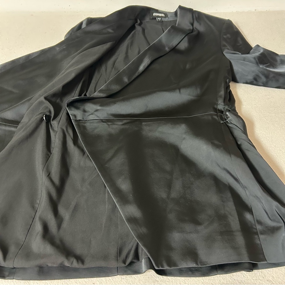 Express Wrap Blazer Womens S Black Side Tie Lined Chic Career Business Office - Picture 7 of 13